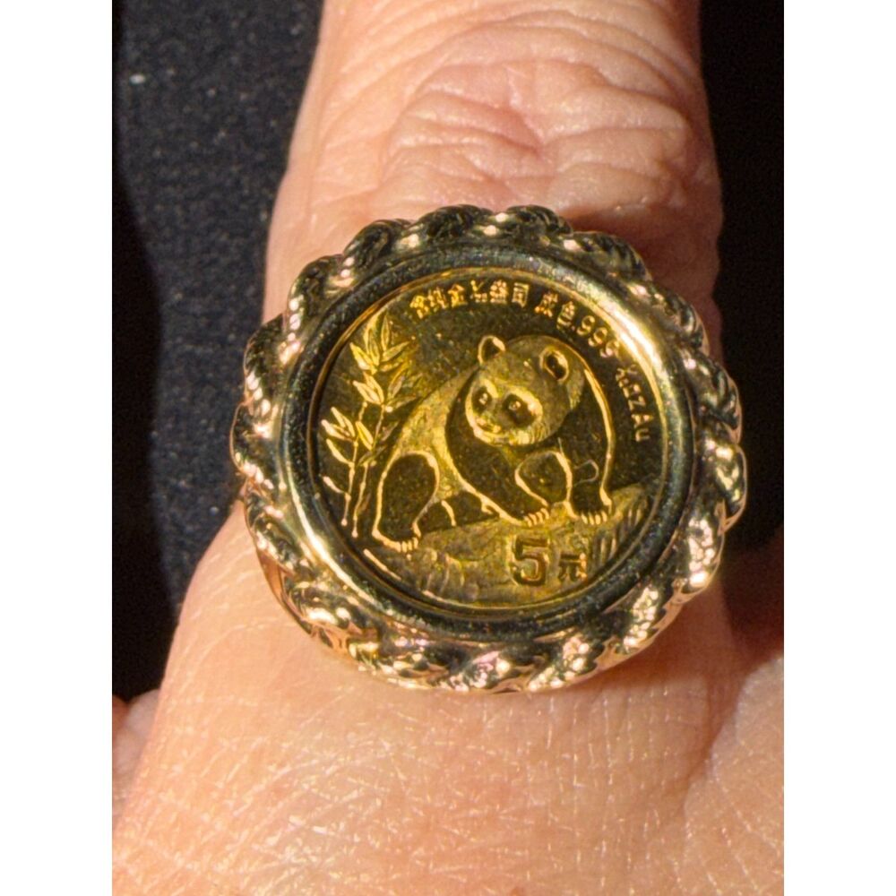 14kt 1990 Chinese Panda Coin Ring SZ 9